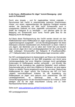 In die Causa &bdquo;Waffenp&auml;sse f&uuml;r J&auml;ger&ldquo; kommt Bewegung &ndash; jetzt auch