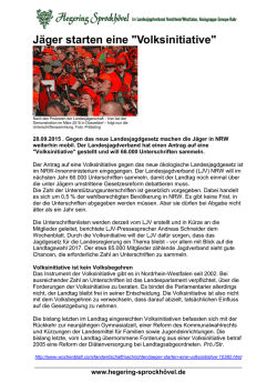 J&auml;ger starten eine "Volksinitiative"