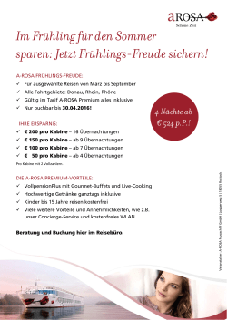 Im Fr&uuml;hling f&uuml;r den Sommer sparen: Jetzt Fr&uuml;hlings-Freude - A-Rosa