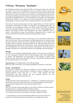 Frühling – Reinigung - Neubeginn - shiatsu