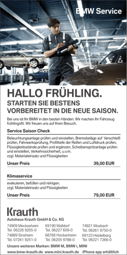 HALLO FRÜHLING. - BMW Autohaus Krauth GmbH & Co. KG.
