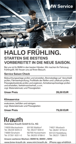HALLO FR&Uuml;HLING. - BMW Autohaus Krauth GmbH & Co. KG.
