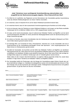 Haftverzichtserkl&auml;rung - Walliseller Triathlon