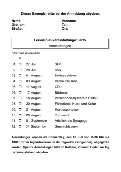 Dieses Exemplar bitte bei der Anmeldung abgeben. Name
