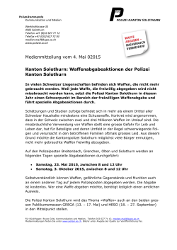 Medienmitteilung vom 4. Mai 02015 Kanton Solothurn