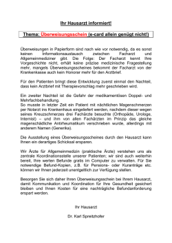 Ihr Hausarzt informiert! - Ordination Dr. Karl Spreitzhofer