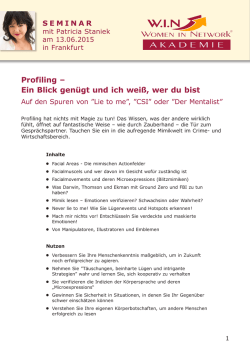 Profiling – Ein Blick genügt und ich weiß, wer du bist