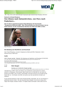 Redezeit mit Birgit Ellinghaus - WDR 5 - Klangkosmos