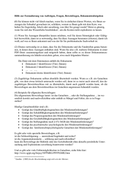 Hilfe zur Formulierung von Auftr&auml;gen, Fragen, Beweisfragen