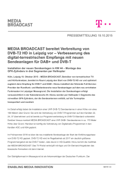 MEDIA BROADCAST bereitet Verbreitung von DVB