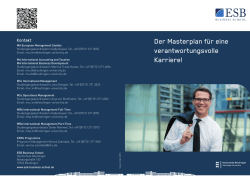 Der Masterplan für eine verantwortungsvolle Karriere!