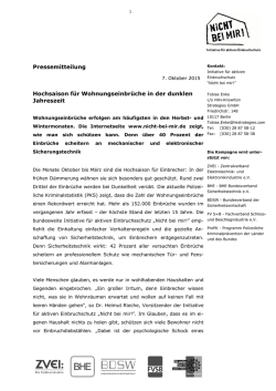 Hochsaison f&uuml;r Wohnungseinbr&uuml;che in der dunklen