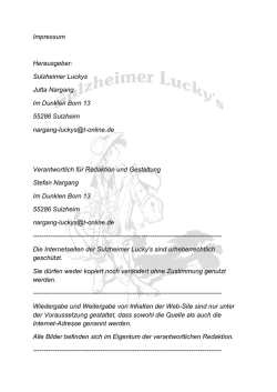 Impressum Herausgeber: Sulzheimer Luckys Jutta Nargang Im