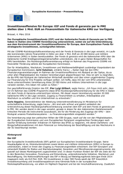 Investitionsoffensive f&uuml;r Europa: EIF und Fondo di