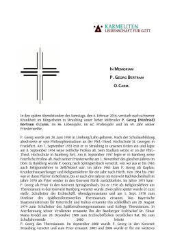 Nachruf auf P. Georg Bertram O.Carm.