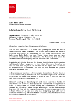 Gutes b&ouml;ses Geld - Staatliche Kunsthalle Baden