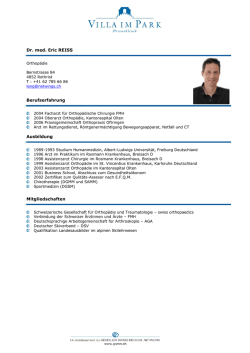Dr. med. Eric REISS Berufserfahrung Ausbildung Mitgliedschaften