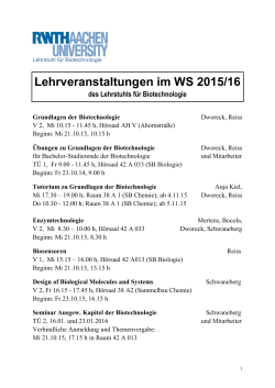 Courses offered in WS15/16 - Biotechnologie RWTH Aachen
