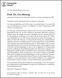Prof. Dr. Urs Herzog