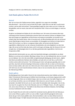 Gott Dank opfern, Psalm 50,14.15.23