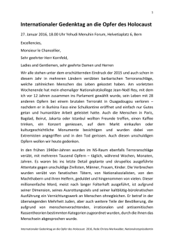 Internationaler Gedenktag an die Opfer des Holocaust