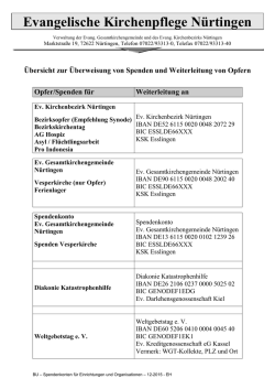 &Uuml;bersicht zur &Uuml;berweisung von Spenden und Weiterleitung von