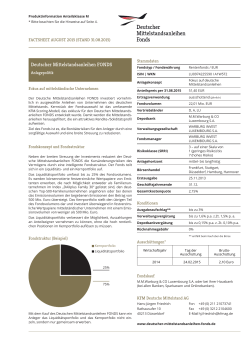 Factsheet zum 31.08.2015. - Deutscher Mittelstandsanleihen Fonds