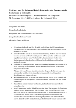 Gru&szlig;wort von Dr. Johannes Haindl, Botschafter der Bundesrepublik