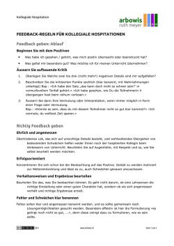 Feedbackregeln f&uuml;r die kollegiale Hospitation