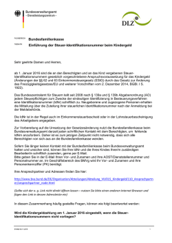 Einf&uuml;hrung der Steuer-Identifikationsnummer beim Kindergeld (PDF