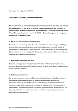 Steuer- und Zoll-Policy – Zusammenfassung