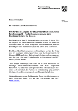 Info für Eltern: Angabe der Steuer
