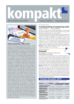 Der monatliche Newsletter rund um Steuern November 2015