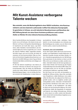 INSOS &ndash; 12.2015 &ndash; Mit Kunst-Assistenz verborgene Talente wecken