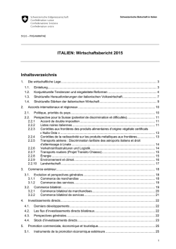 ITALIEN: Wirtschaftsbericht 2015 Inhaltsverzeichnis