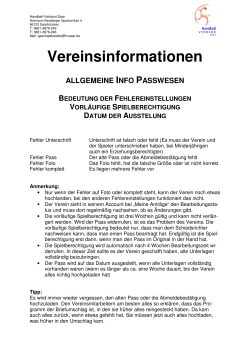 Vereinsinfo-Zuordnung Fehlerangaben in Passonline-2015-10-22
