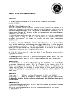 Infoblatt Nachmittagsbetreuung