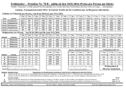 Frühbucher - Preisliste Nr. 70 B , gültig ab den 10.01.2016 (Preise