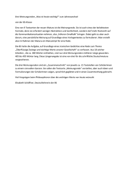 Drei Meinungsreden &bdquo;Was ist heute wichtig?&ldquo; zum Jahreswechsel