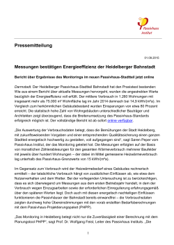 Messungen bestätigen Energieeffizienz der Heidelberger Bahnstadt