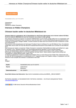 Interesse an Hidden Champions Chinesen kaufen weiter im
