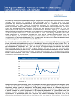 IKB-Kapitalmarkt-News – Korrektur am chinesischen Aktienmarkt