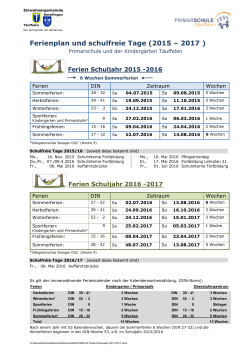 Ferienplan und schulfreie Tage (2015 – 2017 )