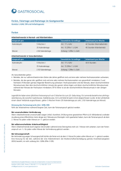 Ferien Ferien, Feiertage und Ruhetage im Gastgewerbe