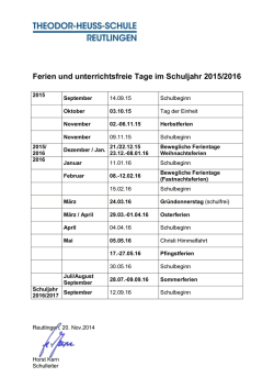 Ferien und unterrichtsfreie Tage im Schuljahr 2015/2016