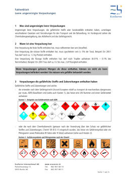 Merkblatt zum korrekten Transport von leeren ungereinigten