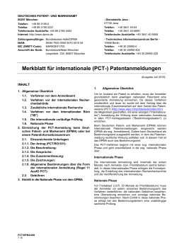 Merkblatt für internationale (PCT-) Patentanmeldungen