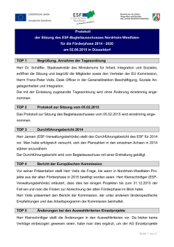 Protokoll der Sitzung des ESF-Begleitausschusses am 02.06.2015