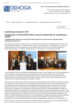 Ausbildungsversprechen 2015 Gastgewerbe in Frankfurt/Rhein