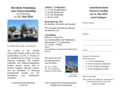 Herzliche Einladung zum Seniorenausflug den 12. Mai 2016